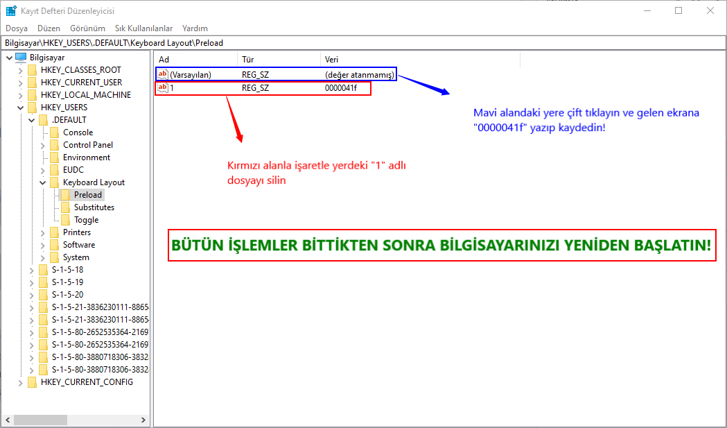 Windows Klavye Dili Otomatik Değişiyor