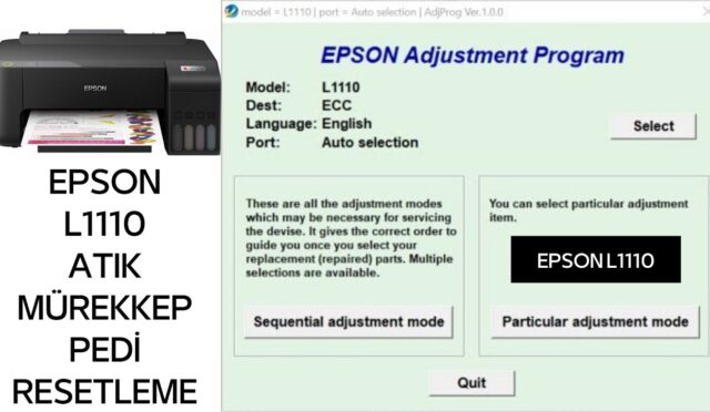 Epson Atık Mürekkep Pedi Resetleme Key Anahtarı