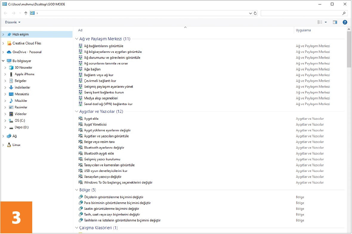 Windows'ta sistem fonksiyonlarına hızlı erişim: Tanrı Modu (God Mode) nasıl çalışır?