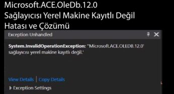 ‘Microsoft.ACE.OLEDB.12.0’ Sağlayıcısı Yerel Makineye Kayıtlı Değil Hatası ve Çözümü (2025)
